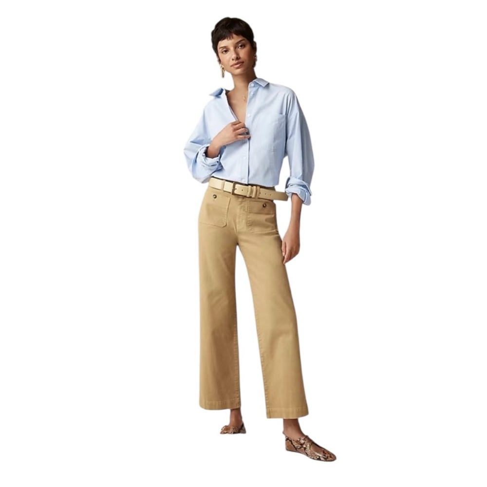 J. Crew Sailor Slim Wide-Leg Chino Pant in Honey Size 34 in Excellent Condition